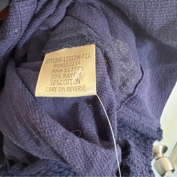 Lovestitch Large Along the Coast Navy Blue Women's Blouse Paisley Cinched Waist - Picture 5 of 11